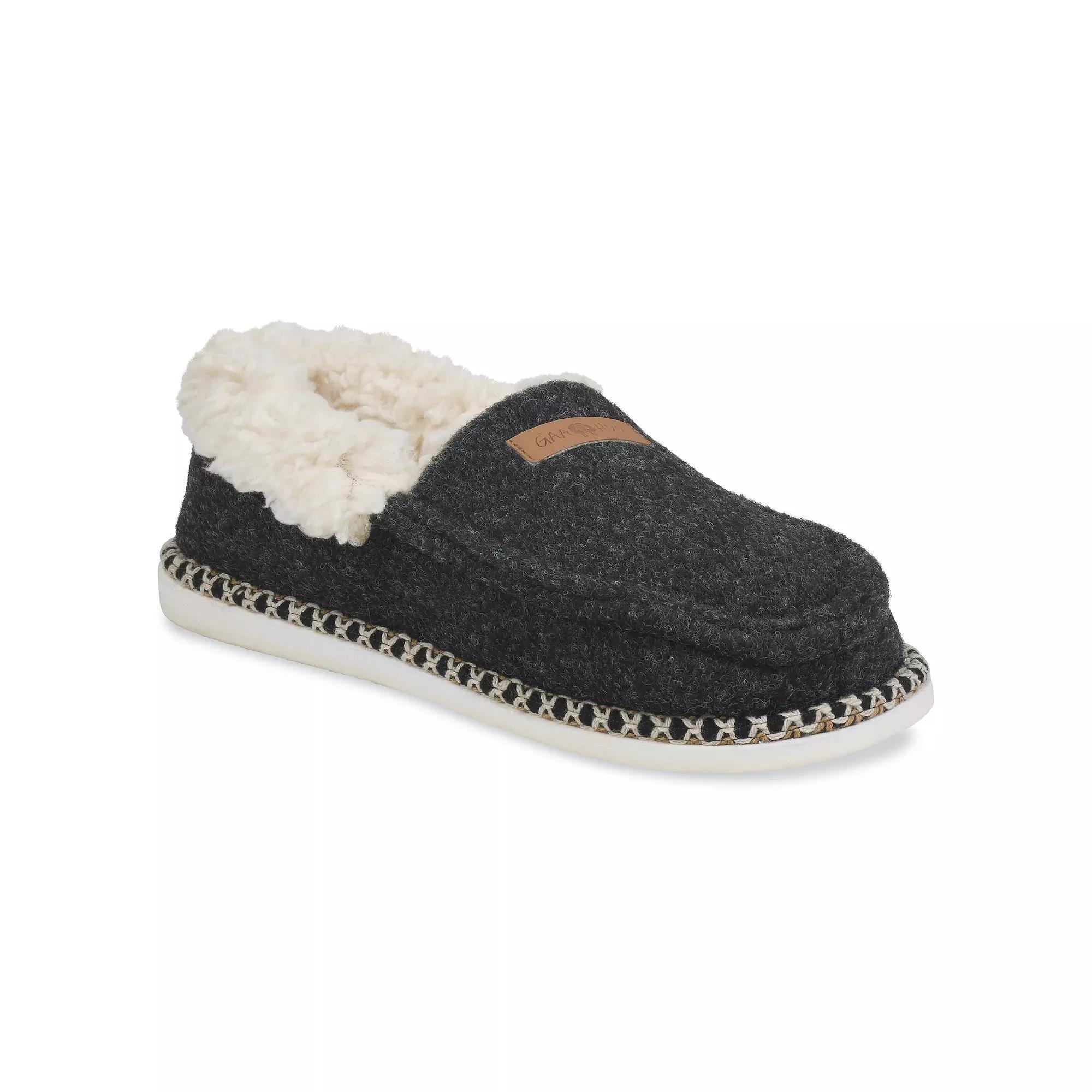 Women's GaaHuu® Felted Moccasin Slippers, Size: Medium, Black Product Image