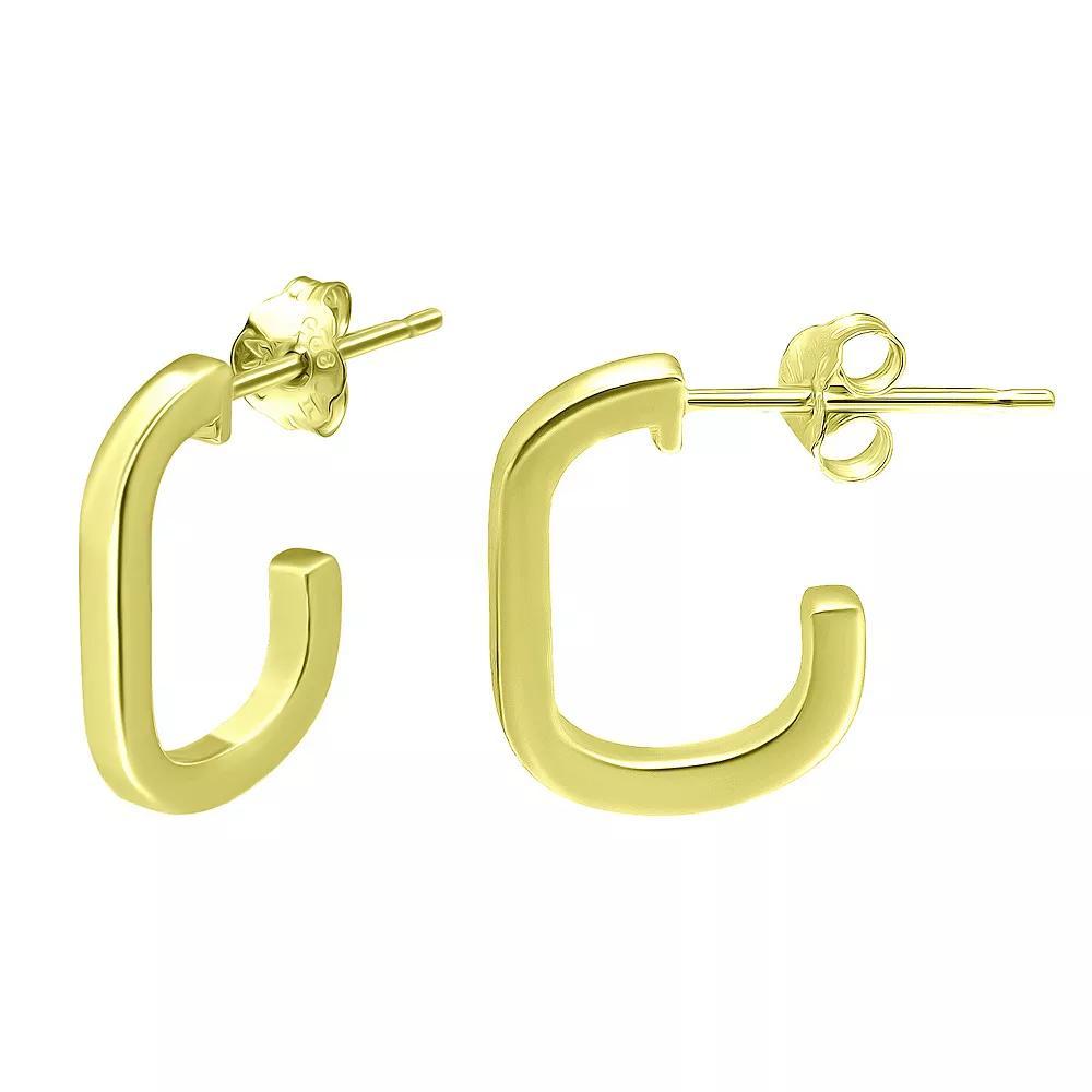 Aleure Precioso Sterling Silver Paper Clip Shaped Hoop Earrings, Women's, Gold Tone Product Image