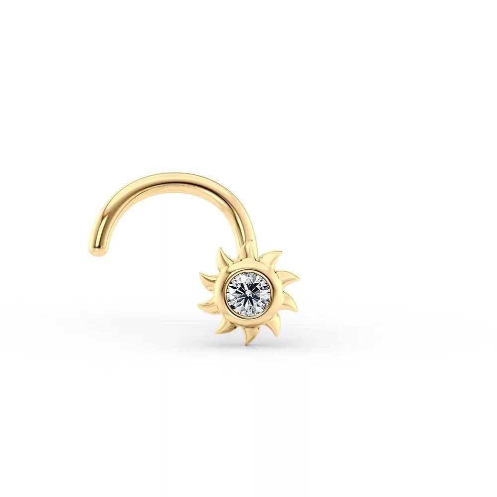 Lila Moon 14k Gold Cubic Zirconia Curved Sun Nose Stud, Women's Product Image