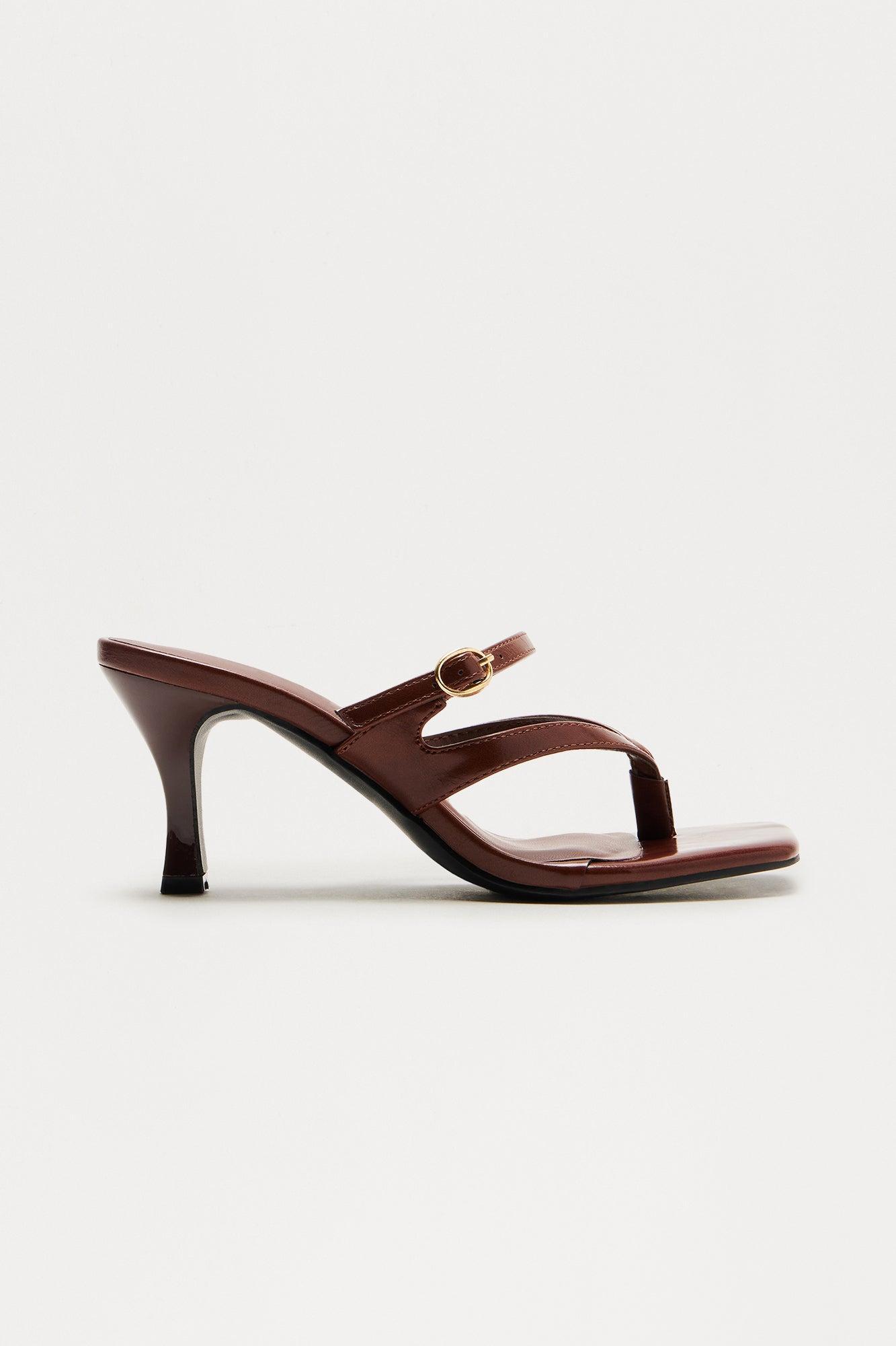 Marena Thong Kitten Heels - Brown Product Image