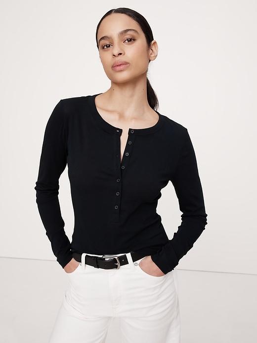 Airy Cotton Crepe Henley Product Image