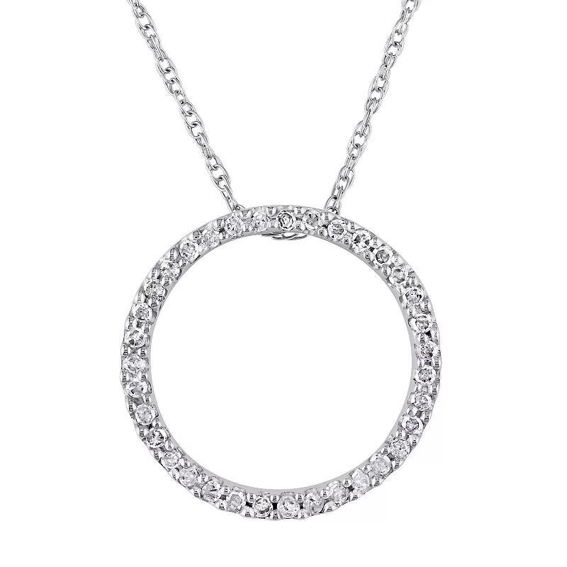 Stella Grace 10k White Gold 1/8 Carat T.W. Diamond Circle Pendant Necklace, Women's, Size: 17" Product Image