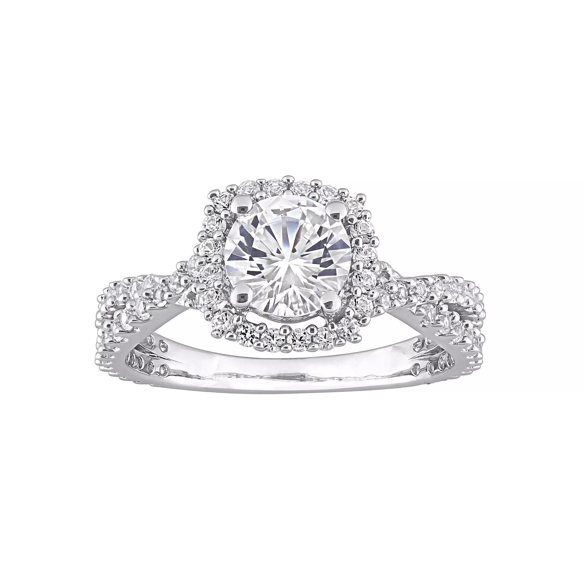Stella Grace Sterling Silver Lab-Created White Sapphire Halo Ring, Women's, Size: 8 Product Image