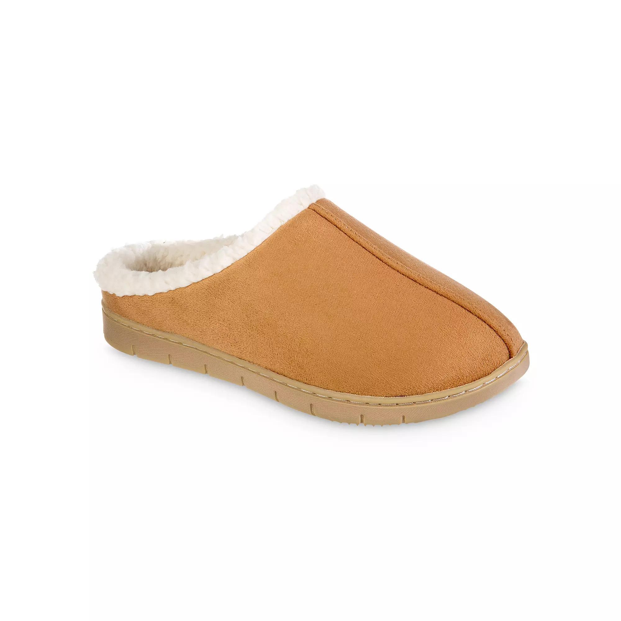 Isotoner Women's Rory Microsuede Hoodback Slippers - Tan M Product Image