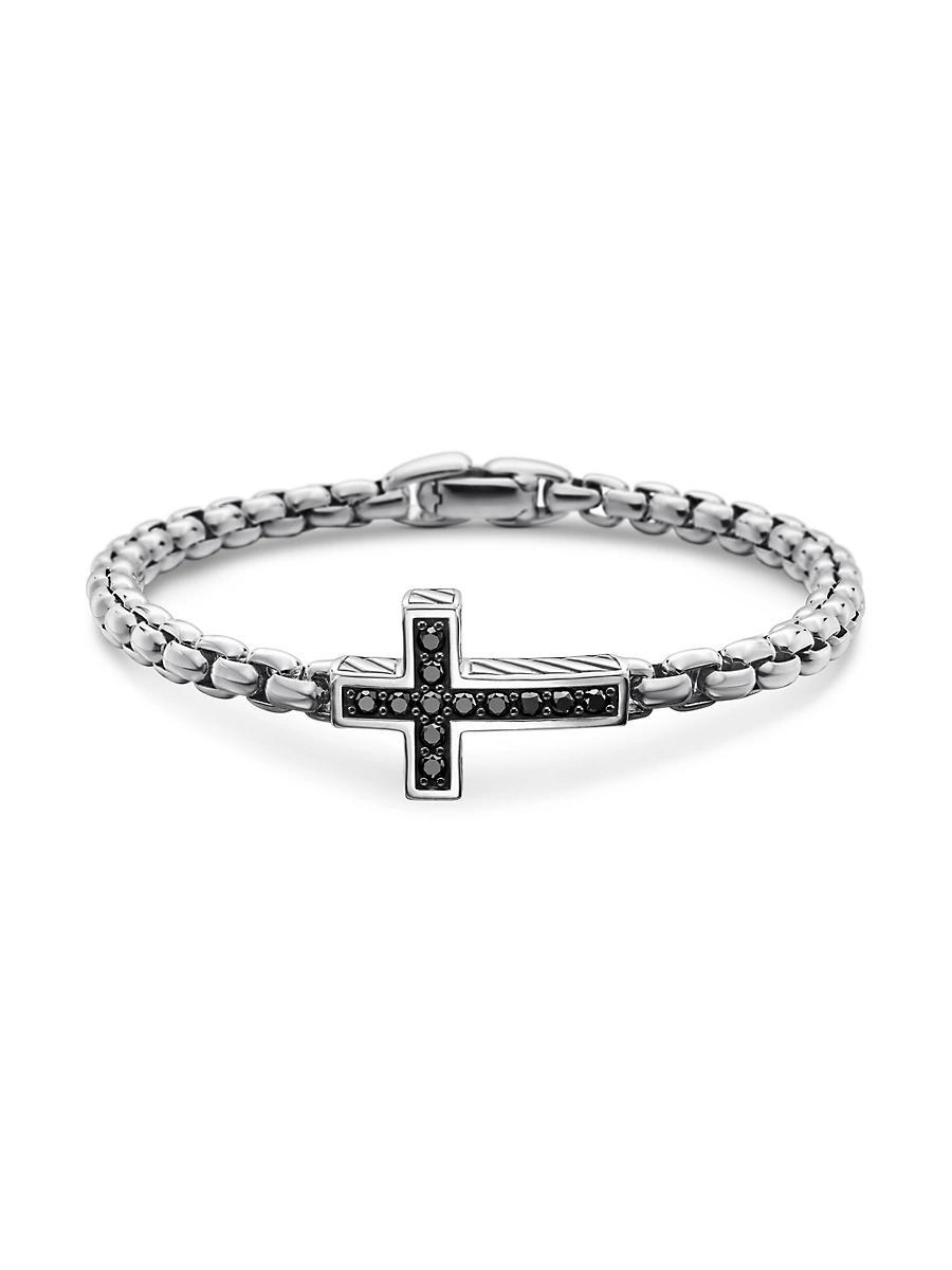 Mens Streamline Cross Bracelet in Silver, 5mm Product Image