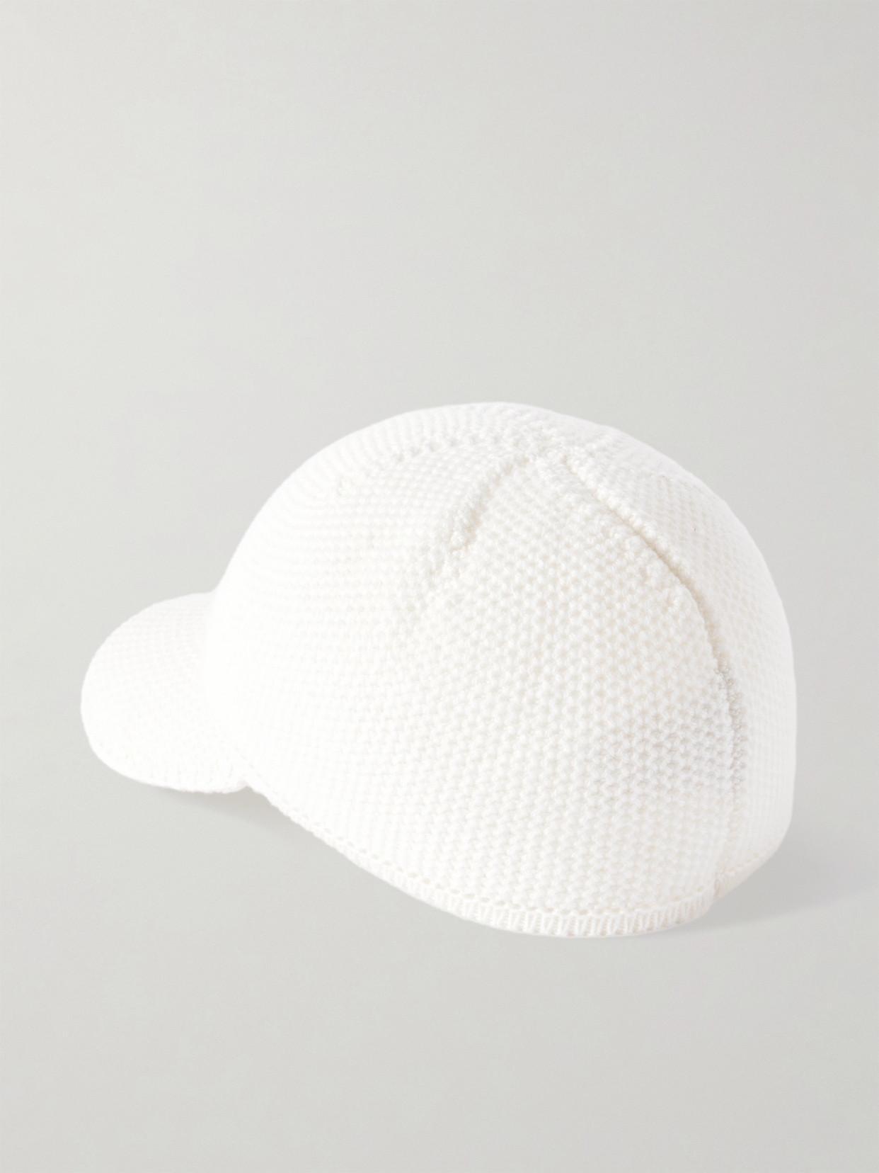 BRUNELLO CUCINELLI Appliquéd Waffle-knit Wool Baseball Cap In White Product Image