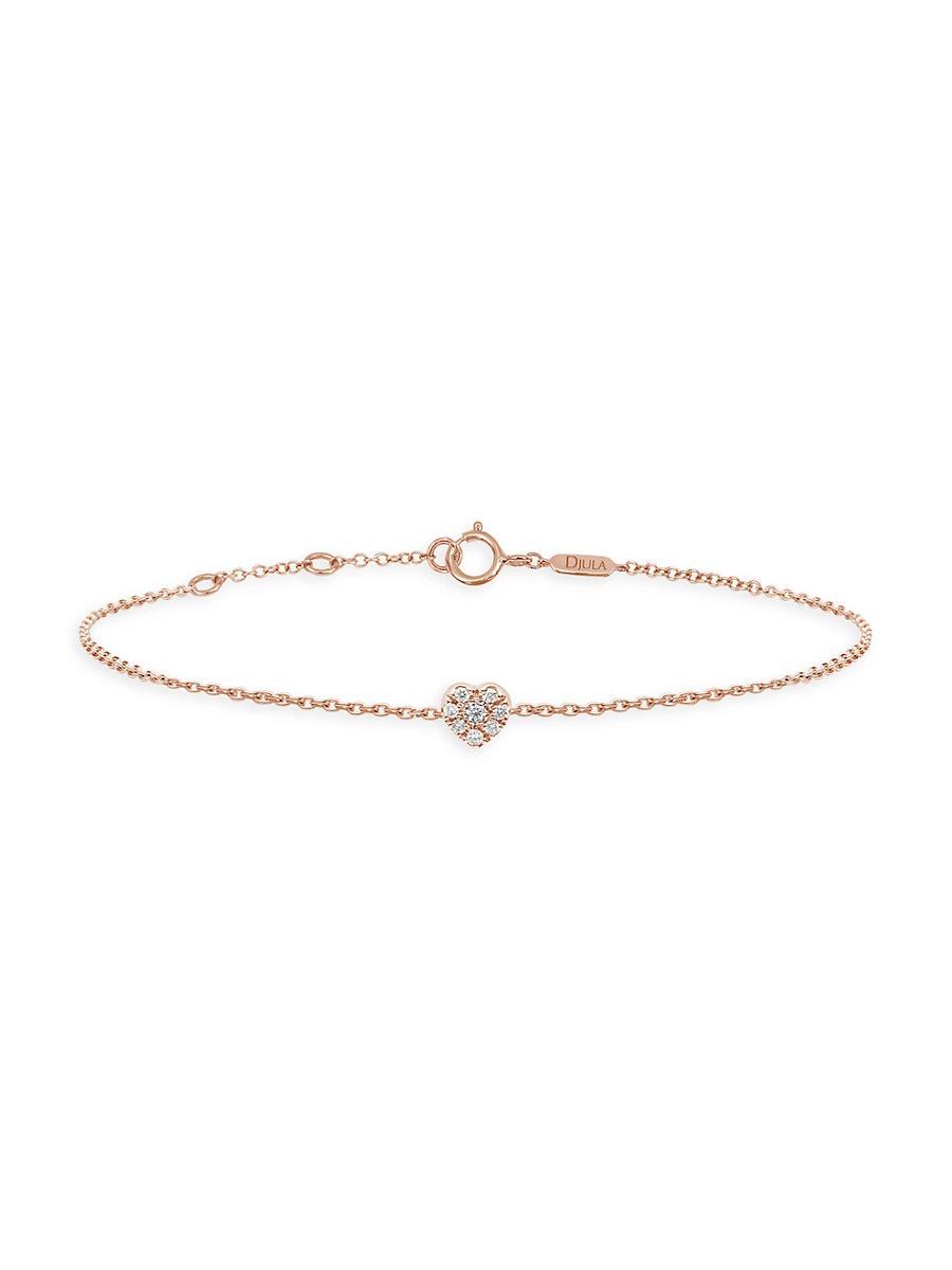 Womens Magic Touch 18K Rose Gold & Diamond Heart Chain Bracelet Product Image