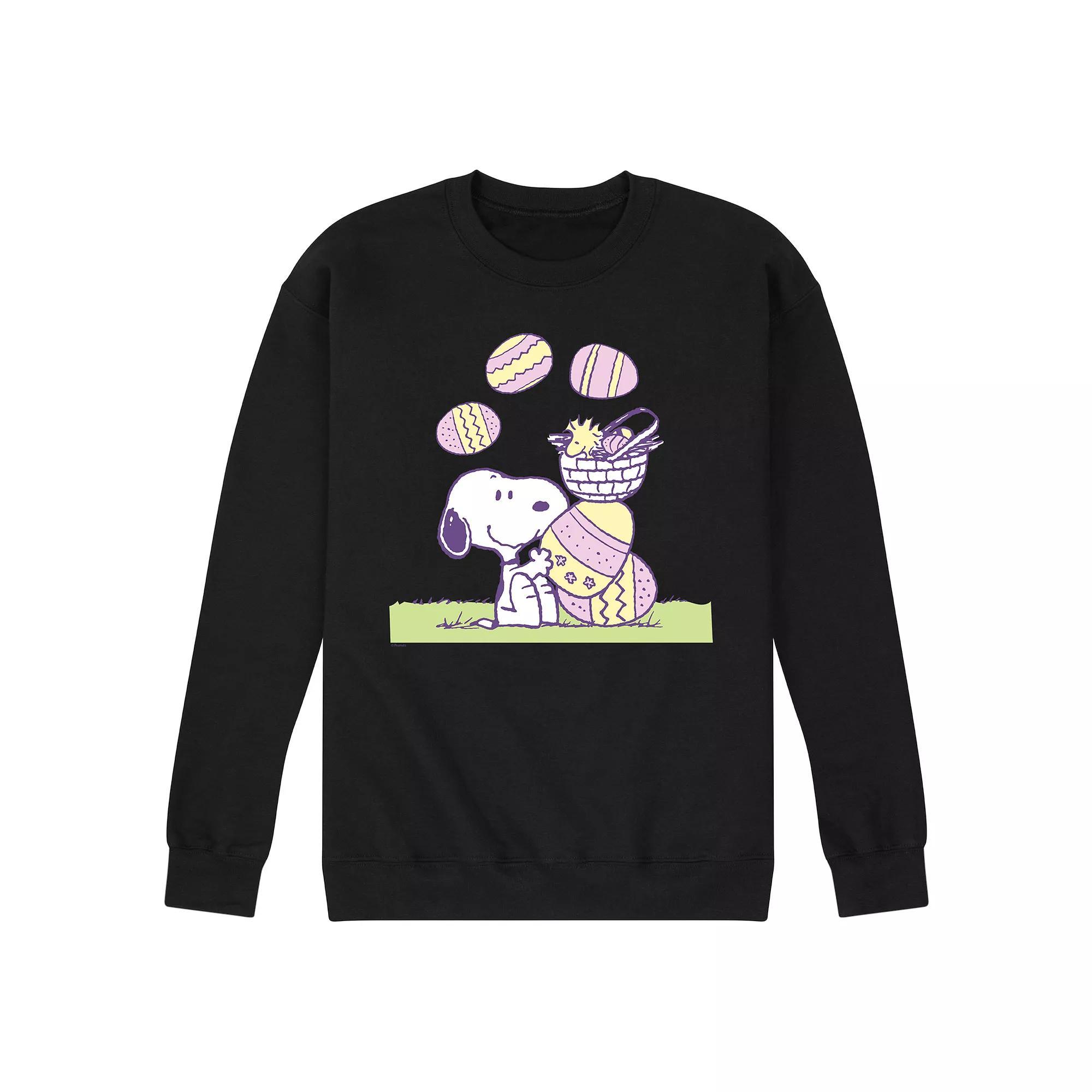 Mens Peanuts Easter Comic Fleece Sweatshirt Pink Product Image