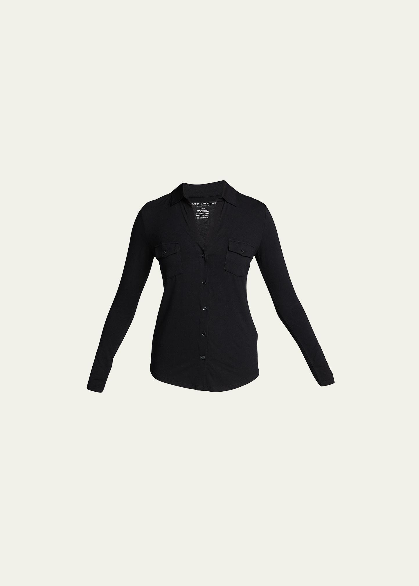 Majestic Filatures Point Collar Button Front Shirt Product Image