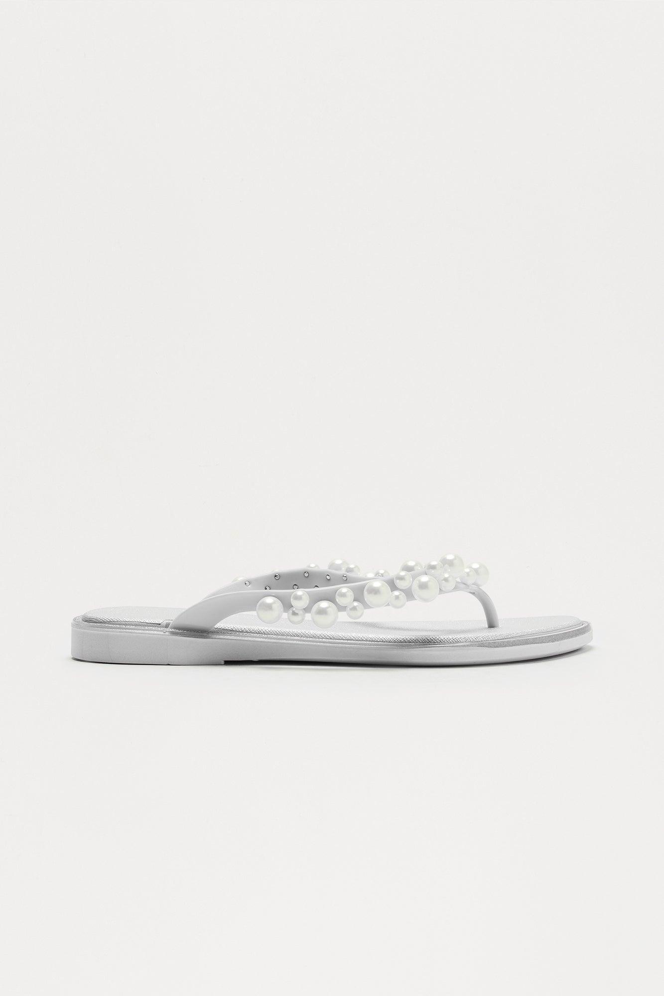 Rumie Pearl Flip Flops - White Product Image