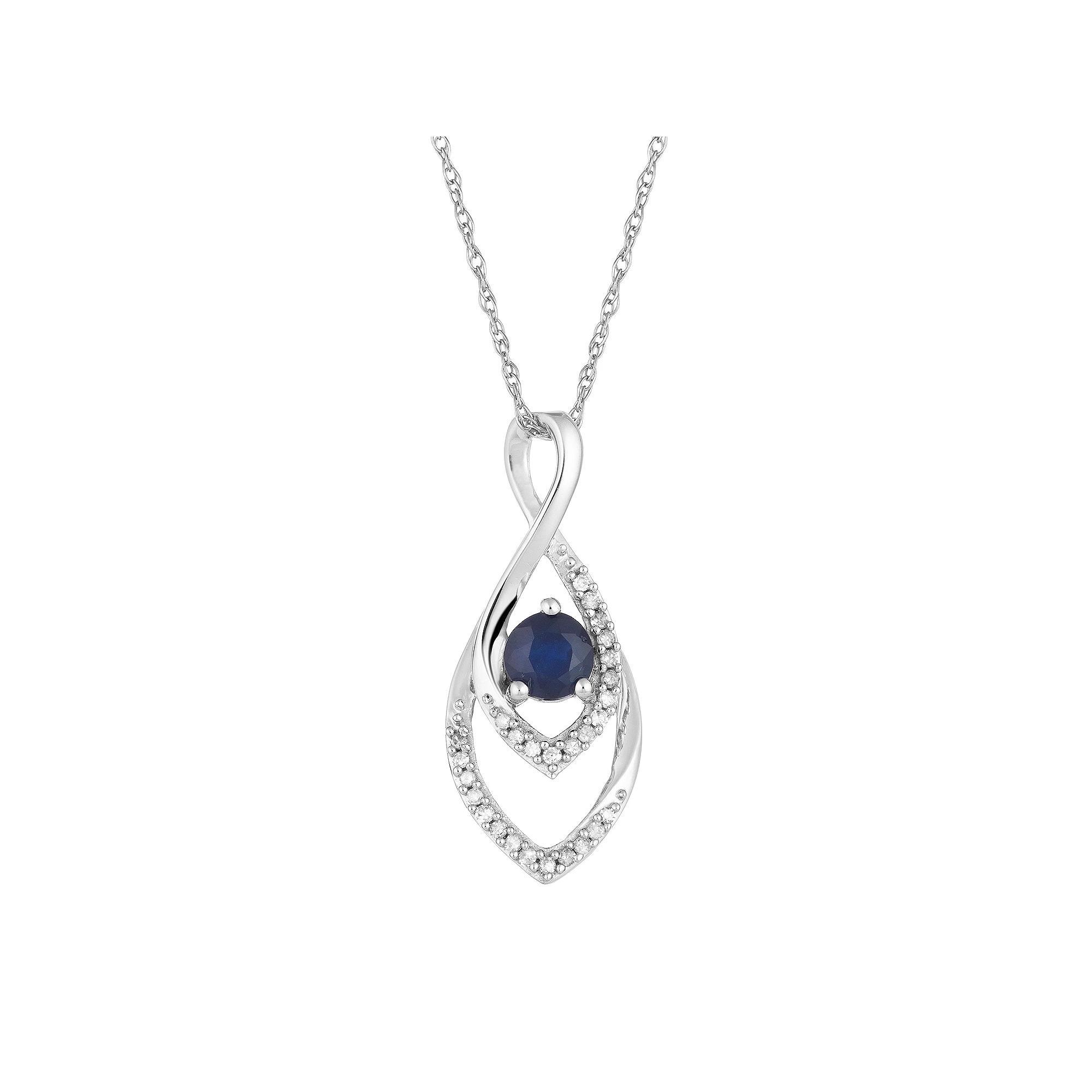 10k White Gold Sapphire  & Diamond Accent Infinity Wrap Pendant, Women's, Size: 18", 10k Whgold Product Image