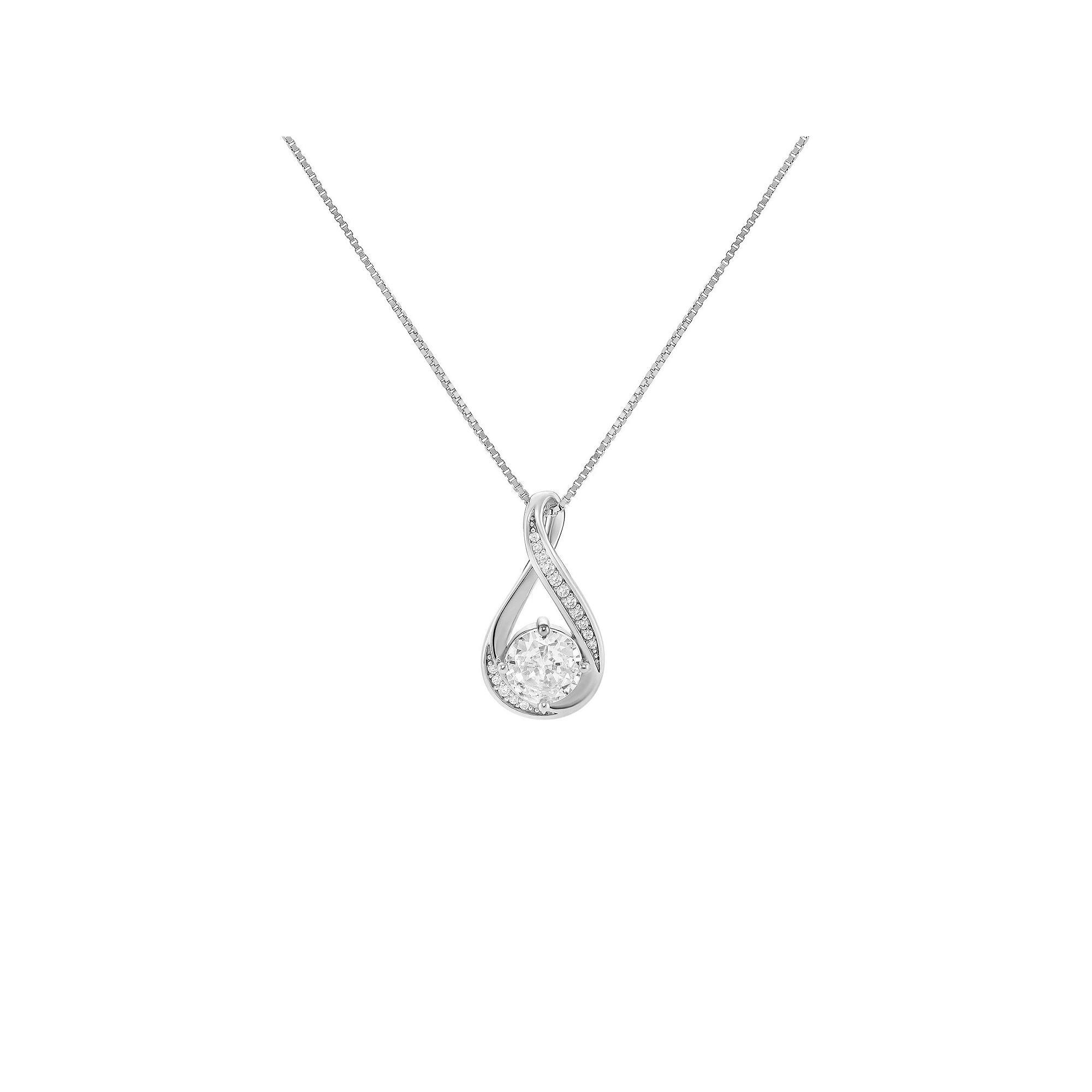 PRIMROSE Sterling Silver Cubic Zirconia Infinity Pendant Necklace, Women's, Size: 18", Sterling Silver White Product Image