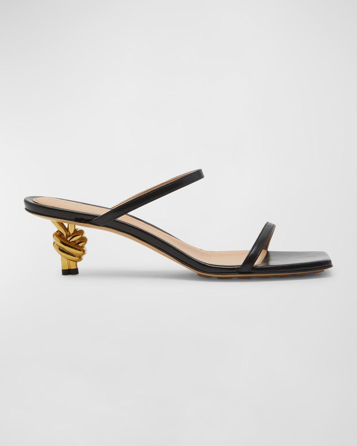 Leather Two-Band Knot Slide Sandals Product Image