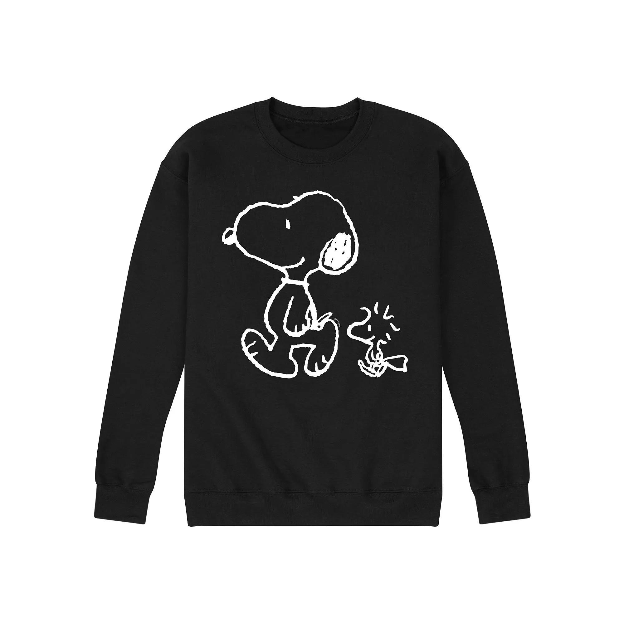 Mens Peanuts Snoopy Woodstock Fleece Sweatshirt Pink Product Image