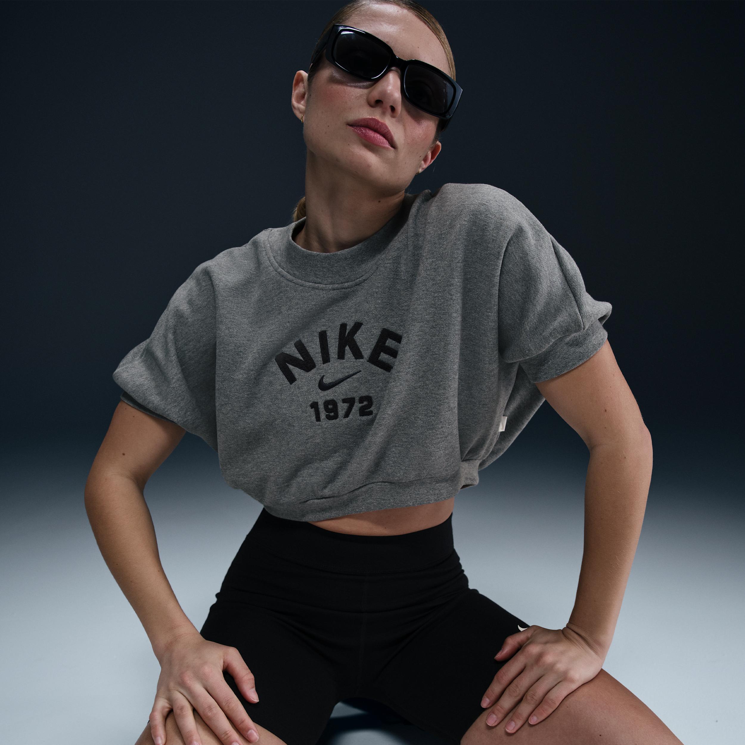 Nike Sportswear Collection Women's Crew-Neck Short-Sleeve Cropped French Terry Top Product Image