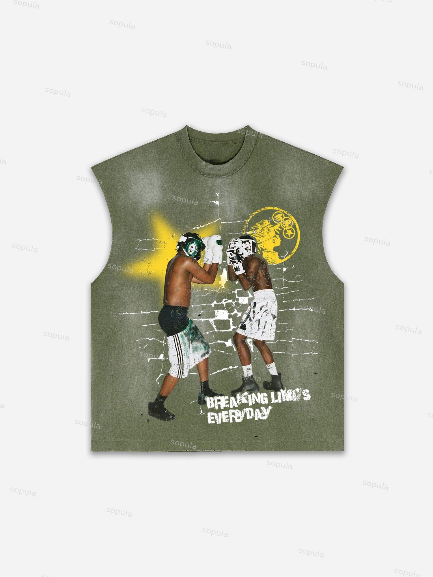 Sopula Men's Fly By Choice X Spacestation Graphic Print Distressed Tank Tops Sleeveless Shirts Product Image