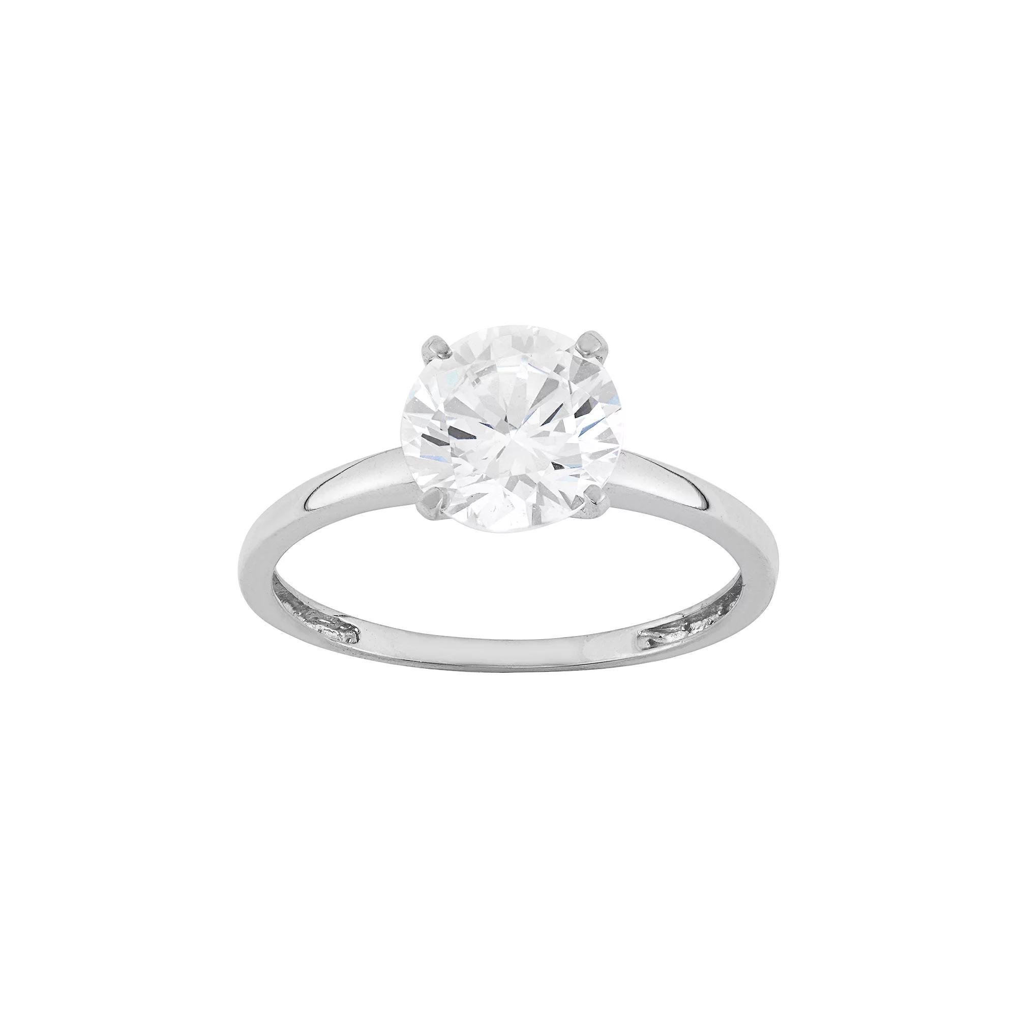 Cubic Zirconia Solitaire Engagement Ring in 10k Gold, Women's, Size: 9, Yellow Product Image