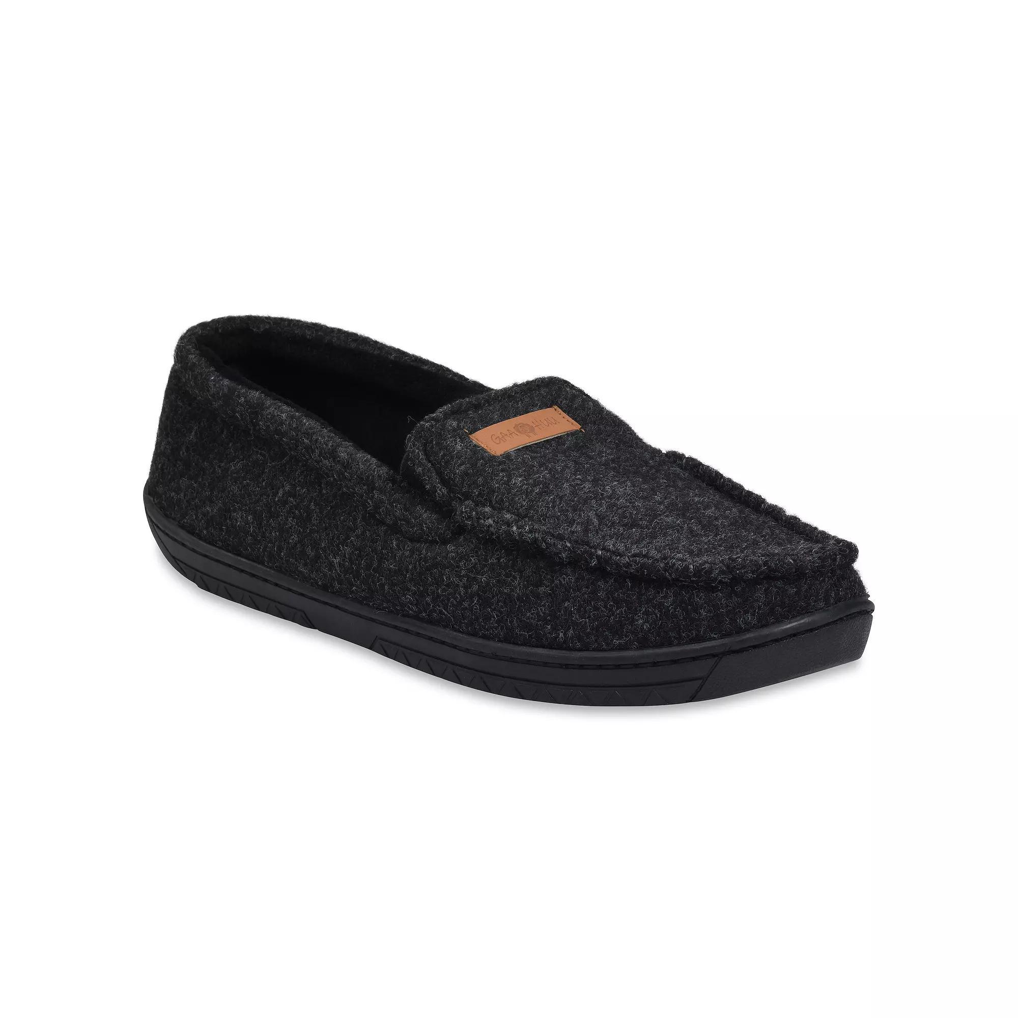 GaaHuu® Faux Wool Men's Moccasin Slippers, Size: Large, Black Product Image