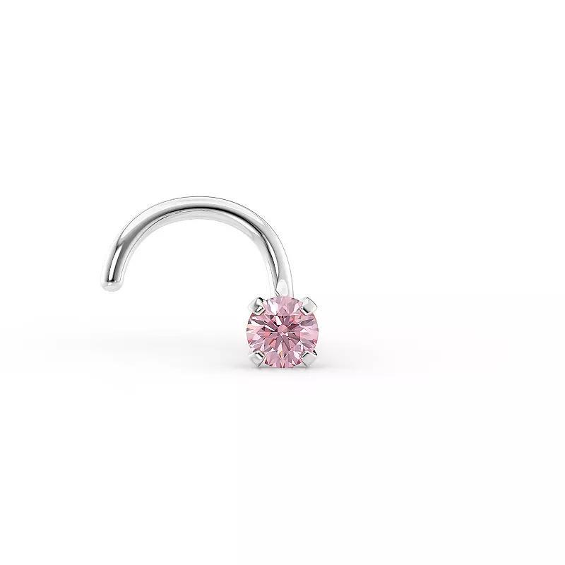 Lila Moon 14k Gold Pink Crystal Curved Nose Stud, Women's, 14k White Gold Product Image