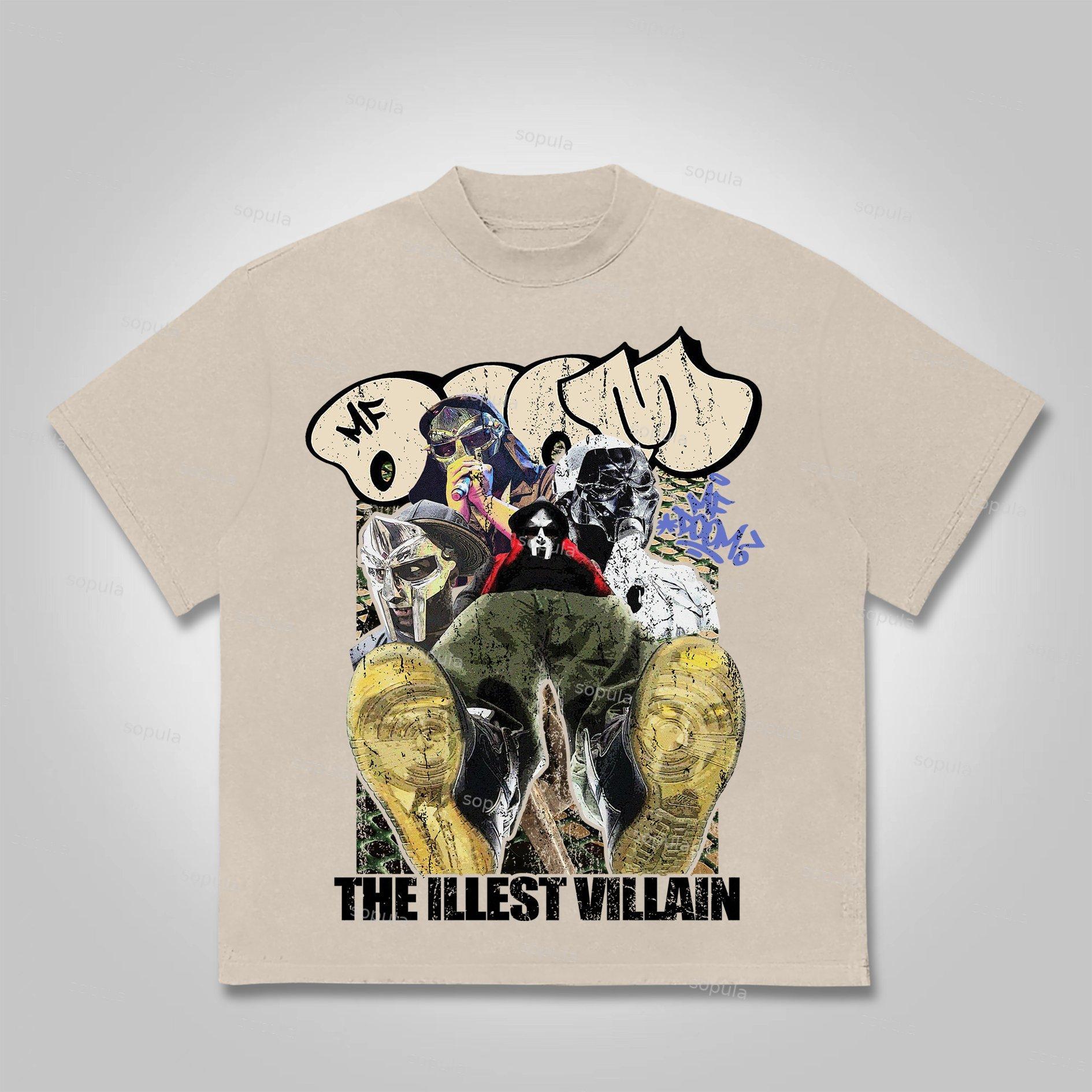 Sopula Vintage The Illest Villain Mf Doom Graphic Print Cotton T-Shirt Product Image