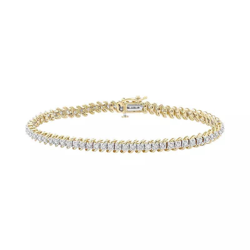 1 Carat T.W. Diamond 10k Gold Tennis Bracelet, Women's, Size: 7", White Product Image