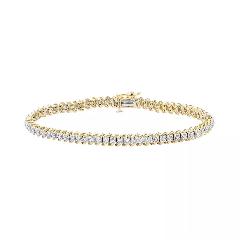 1 Carat T.W. Diamond 10k Gold Tennis Bracelet, Women's, Size: 7", White Product Image
