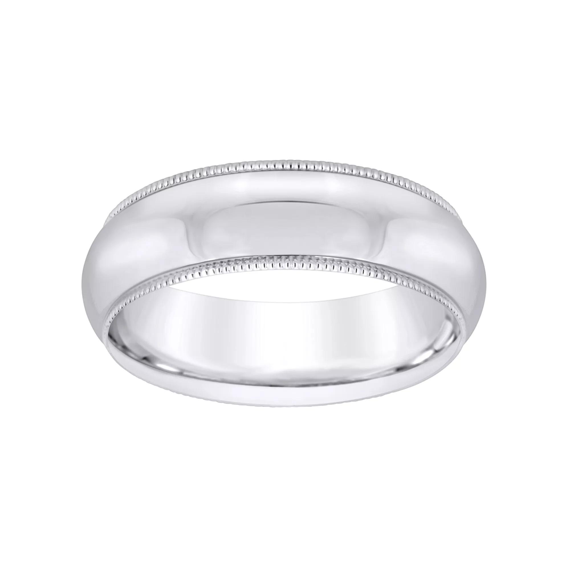 Alyson Layne Men's 18k Gold Milgrain Comfort Fit Wedding Band, Size: 12, 18k White Gold Product Image
