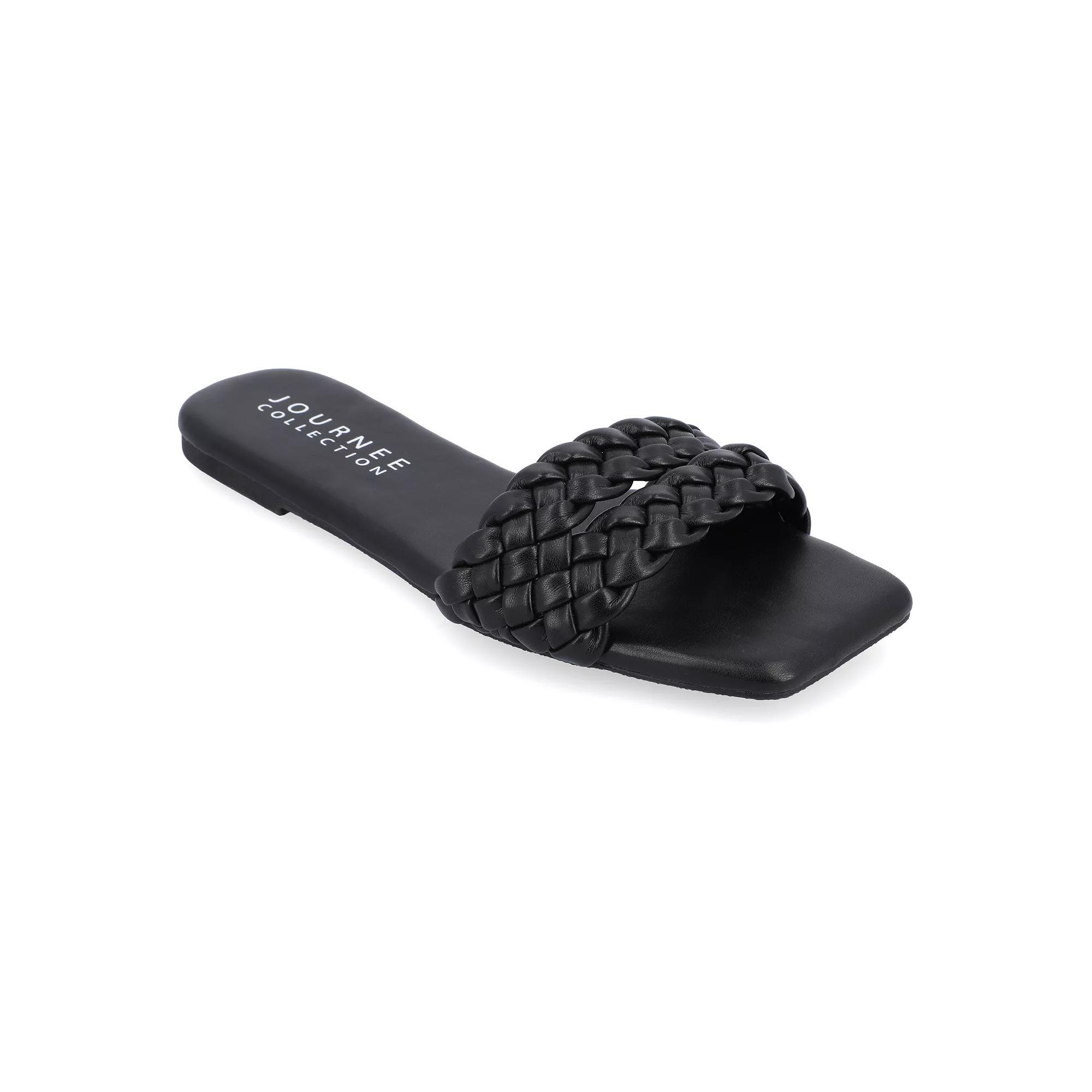 Journee Sawyerr Women's Braided Slide Sandals, Size: 9.5, Black Product Image