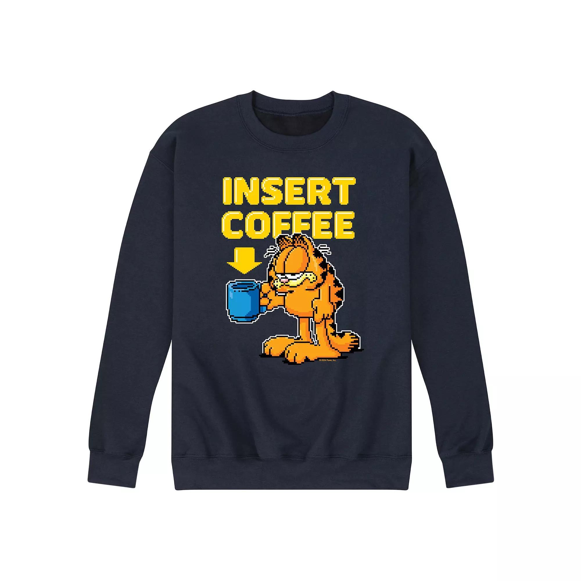 Mens Garfield Coffee Fleece Sweatshirt Blue Product Image