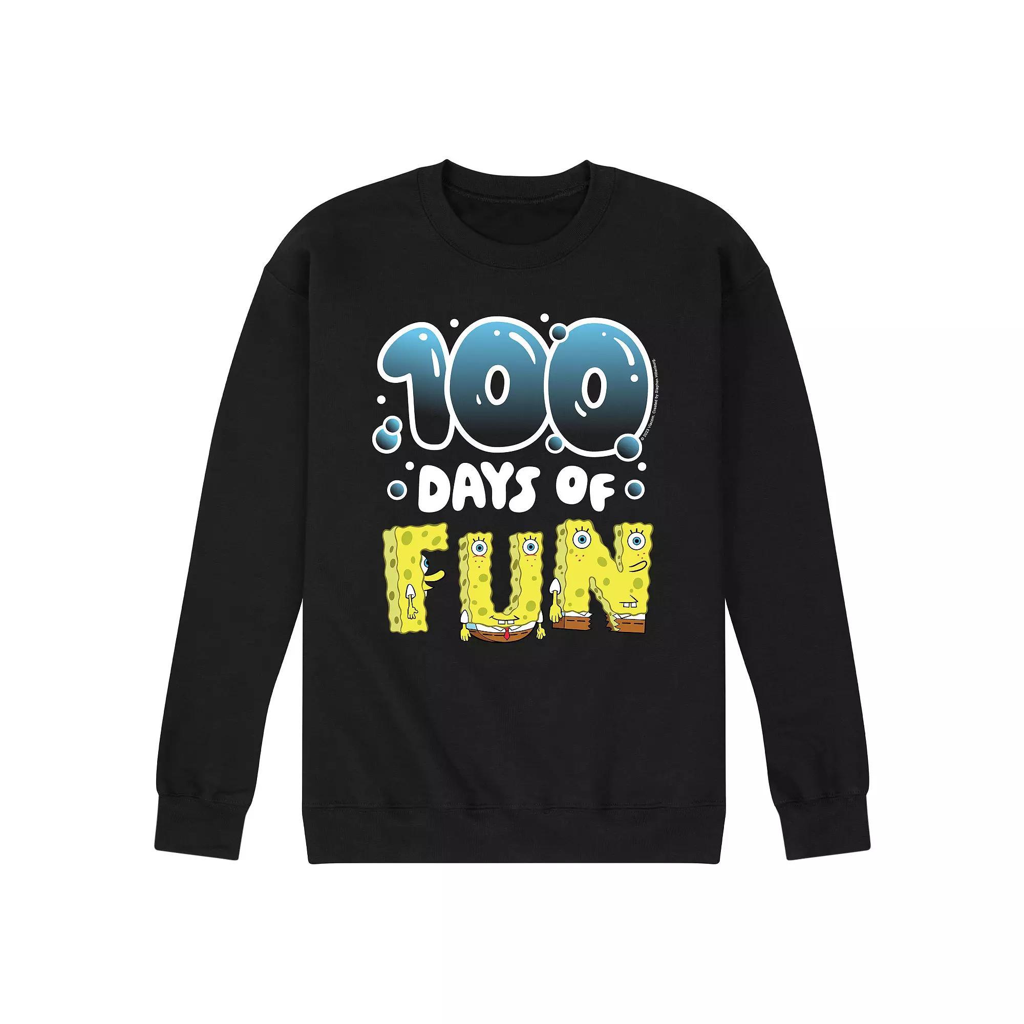 Mens SpongeBob SquarePants 100 Days Of Fun Fleece Sweatshirt Pink Product Image
