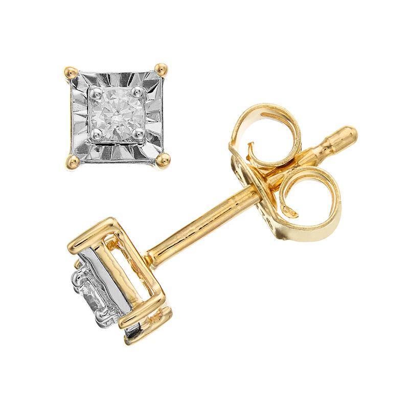 Diamond Brilliance 1/10 Carat T.W. Lab-Grown Diamond Square Miracle Stud Earrings, Women's, Gold Tone Product Image
