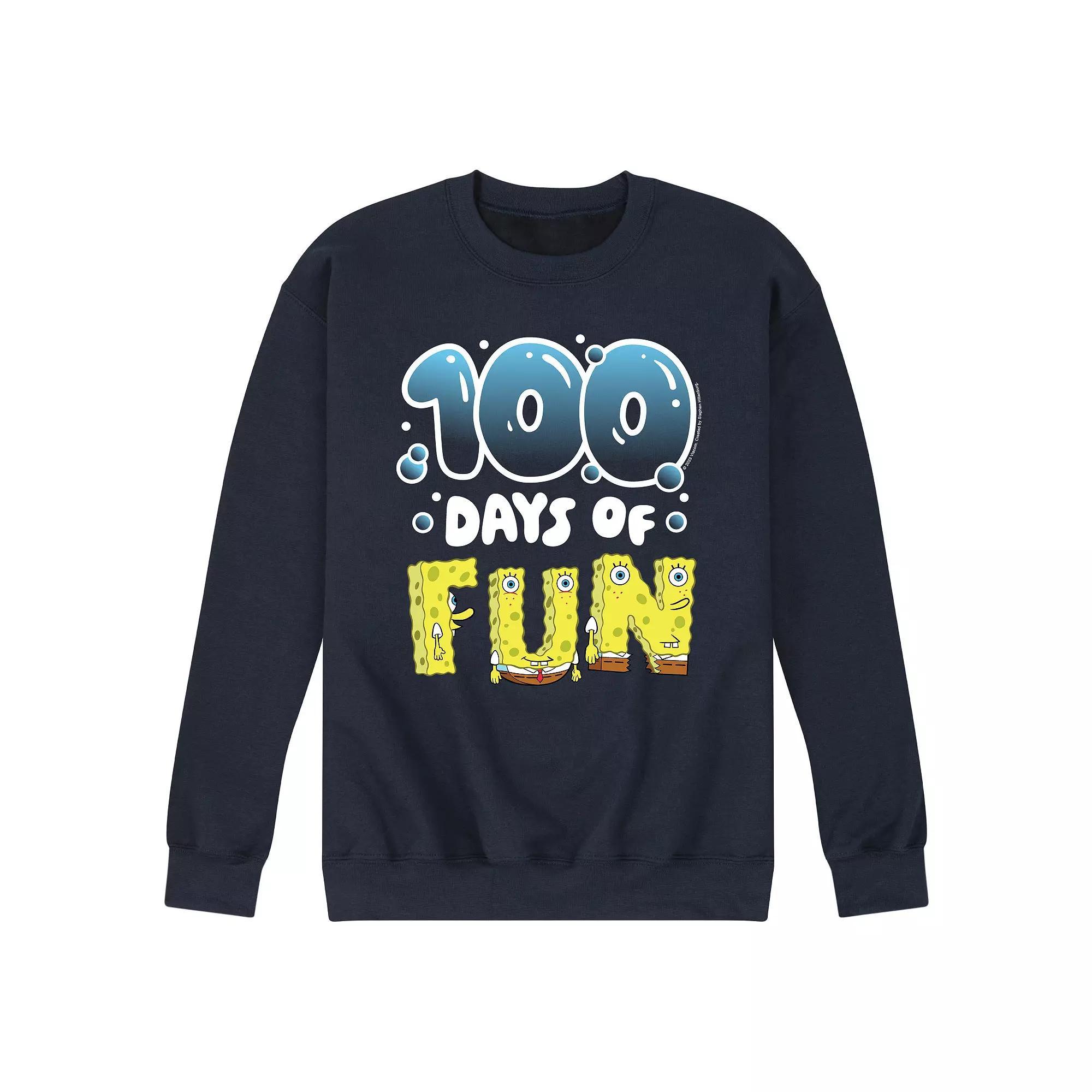 Mens SpongeBob SquarePants 100 Days Of Fun Fleece Sweatshirt Pink Product Image