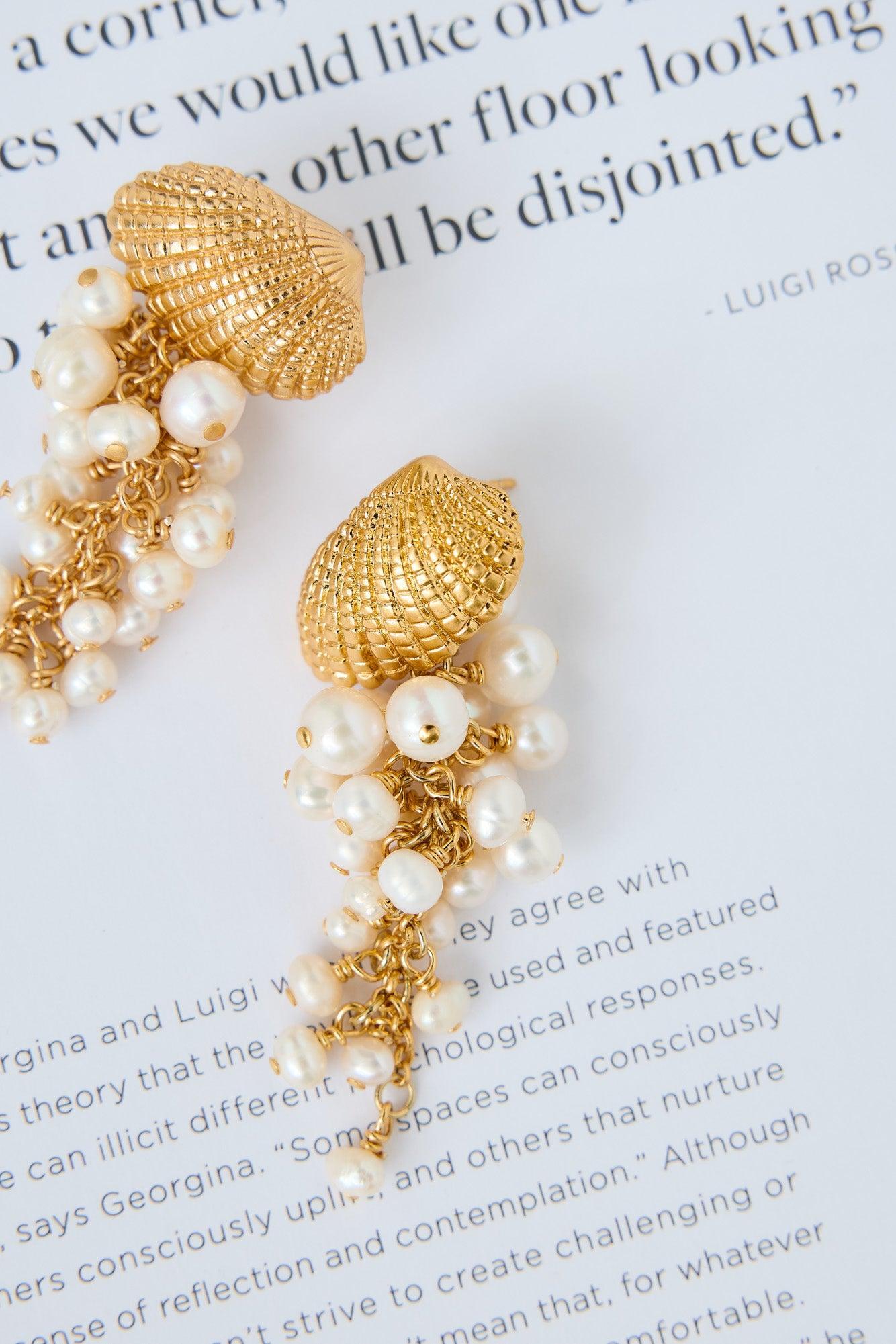 18k Gold Plated Seashell Cove Earrings Gold Product Image