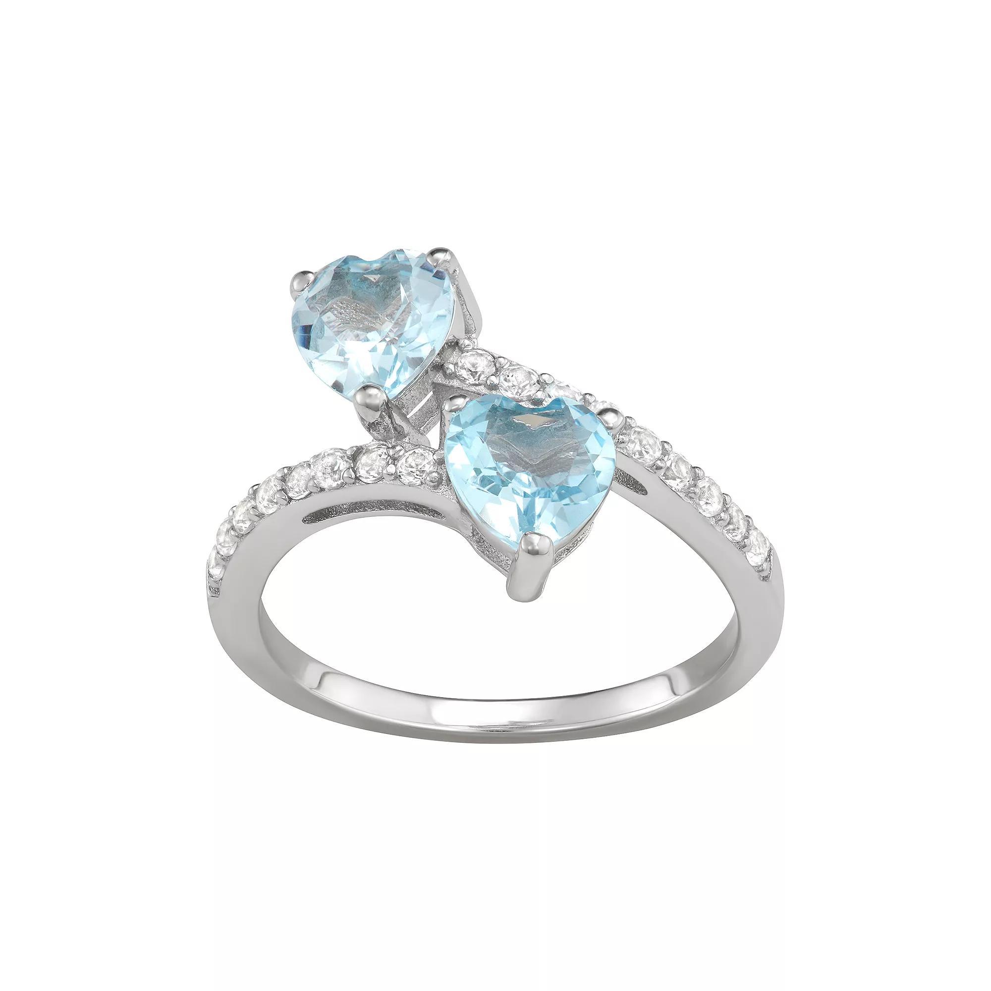 Gemstone Heart Bypass Ring, Women's, Size: 6, Blue Topaz Product Image