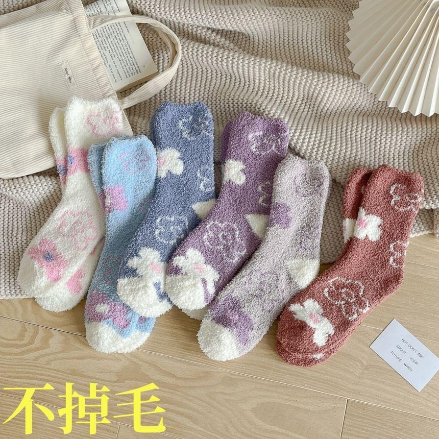 Floral Fleece Socks Product Image