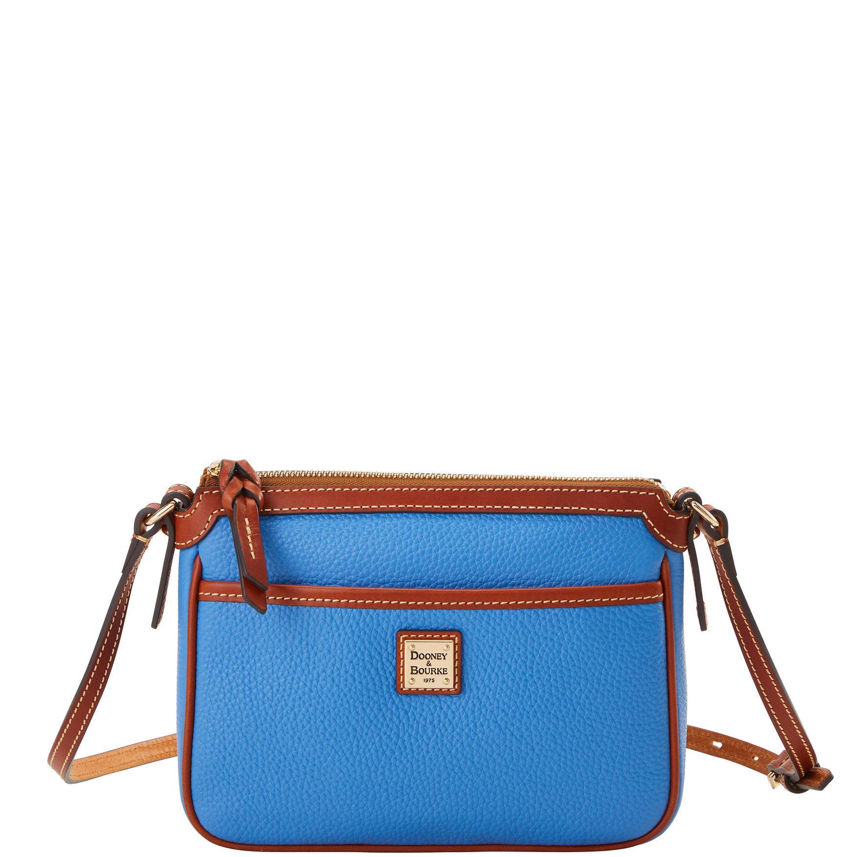 Dooney & Bourke Womens Pebble Grain East West Pocket Crossbody Leather Shoulder Bag in Azure Product Image