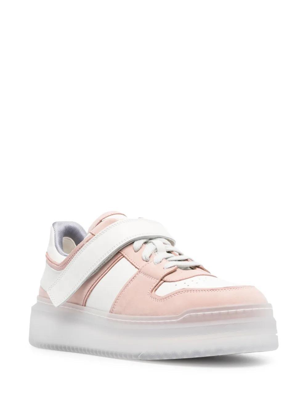 SANTONI Panelled Leather Sneakers In Pink Product Image