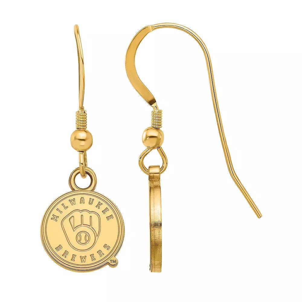 LogoArt Sterling Silver Milwaukee Brewers Logo Mini Dangle Earrings, Women's, Size: 27 mm, Gold Tone Product Image
