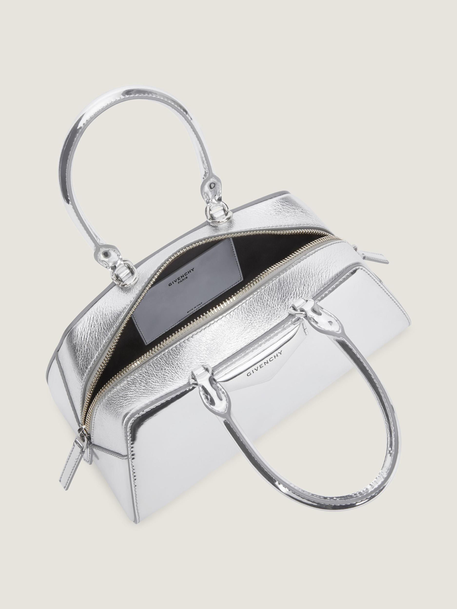 Small Antigona East-West bag in laminated leather Product Image