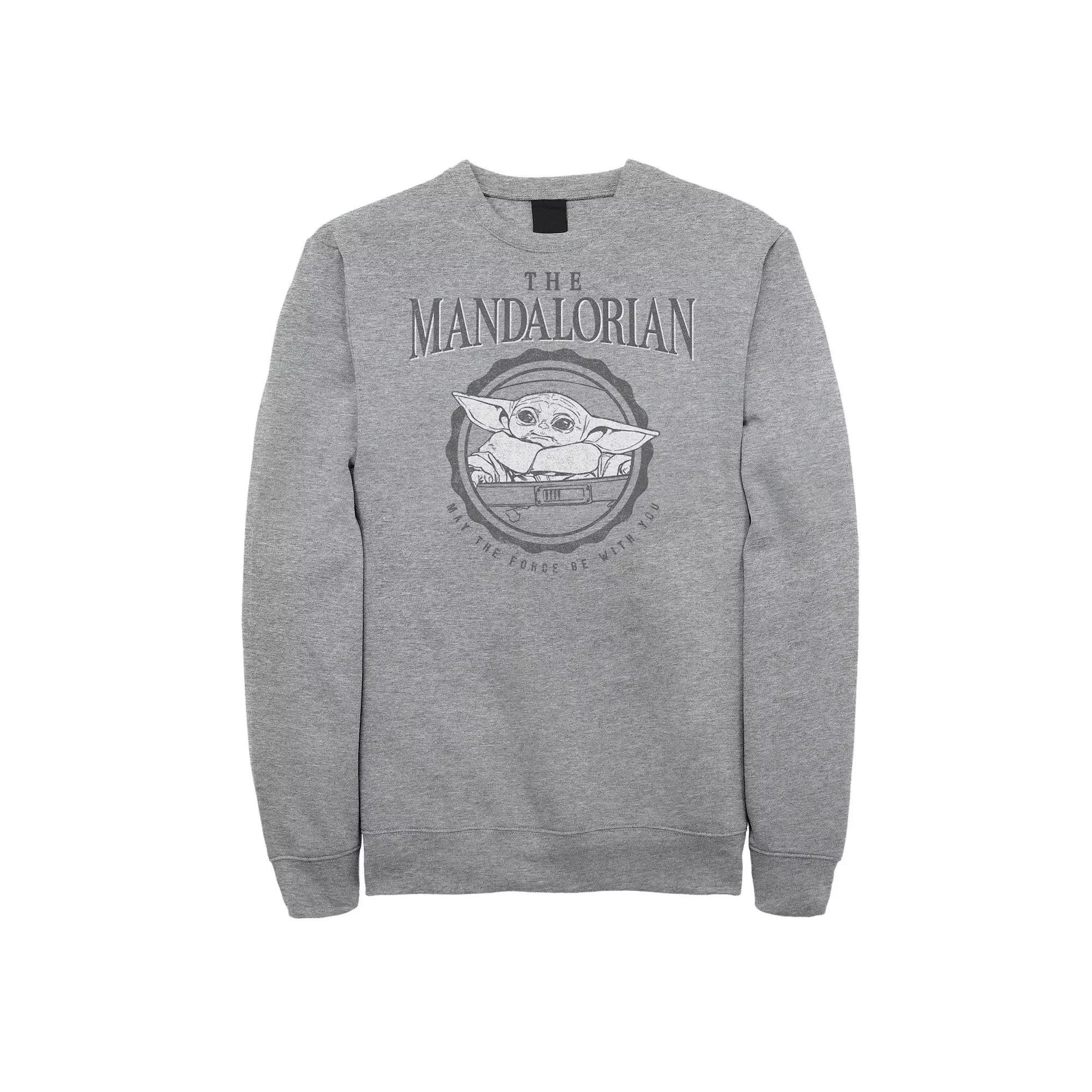 Big & Tall Star Wars The Mandalorian Grogu May The Force Be With You Fleece Sweatshirt, Men's, Size: XXL Tall, Athletic Grey Product Image