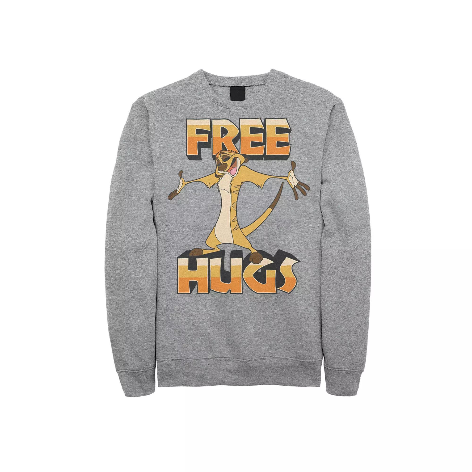 Disneys The Lion King Timon Mens Free Hugs Sweatshirt Athletic Grey Product Image