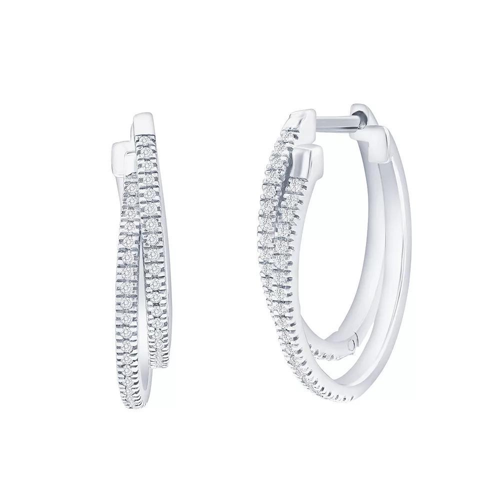 Divine Gold Sterling Silver Overlapping Diamond Accent Hoop Earrings, Women's Product Image