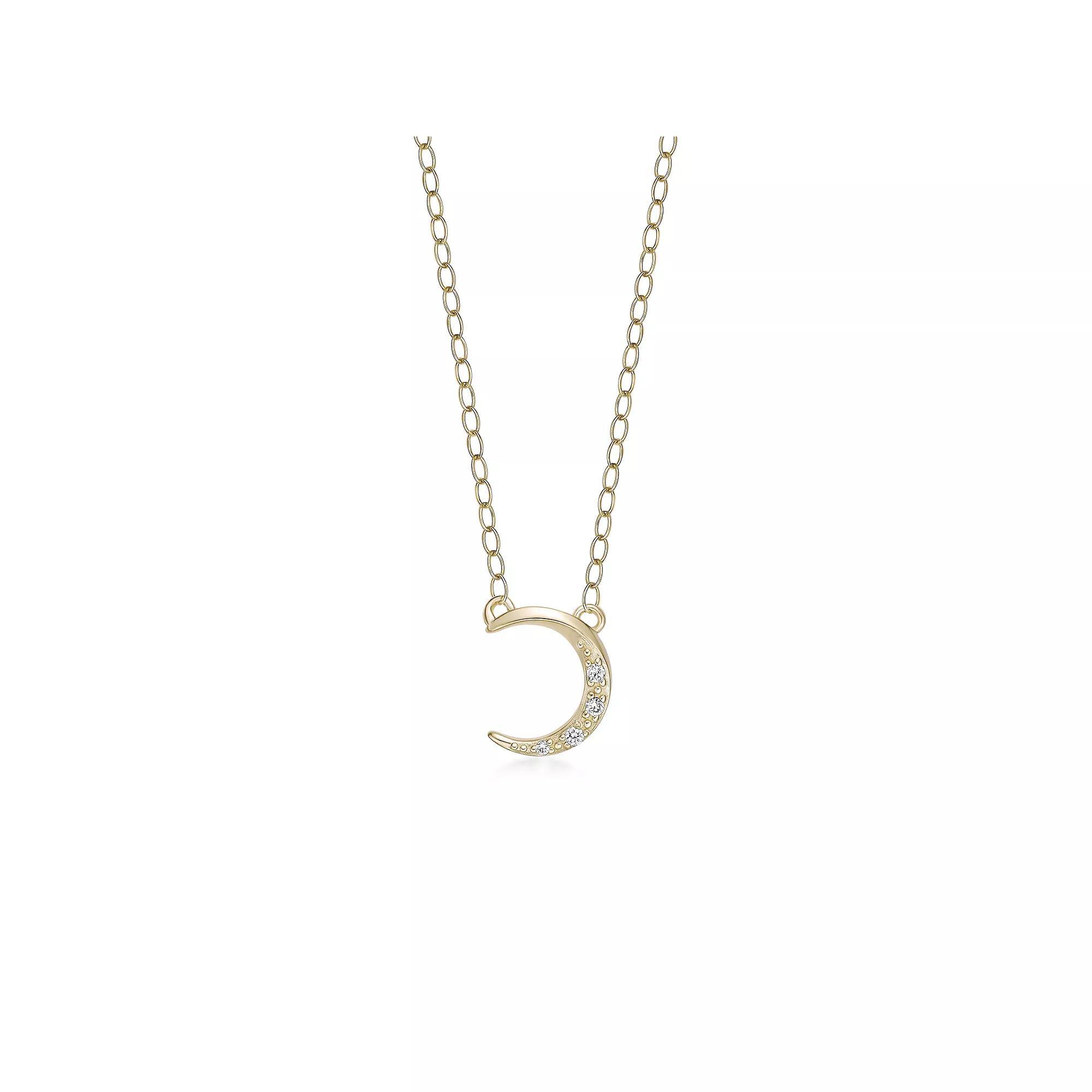 Gemminded 18k Gold Over Silver Lab-Grown Diamond Accent Moon Necklace, Women's, Size: 18", Gold Tone Product Image