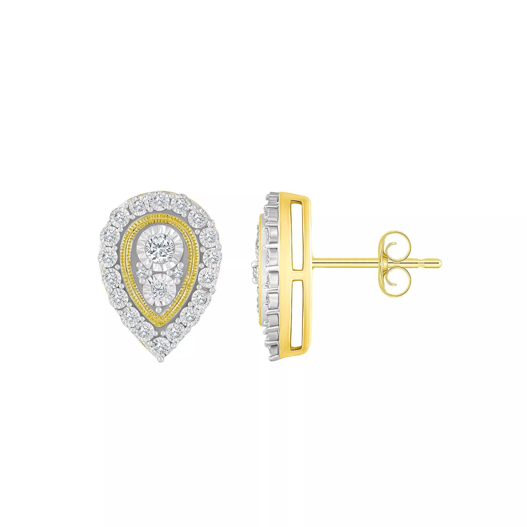 Celebration Gems 14k Gold 1/5 Carat T.W. Diamond Pear Shape Cluster Stud Earrings, Women's, 14k White Gold Product Image
