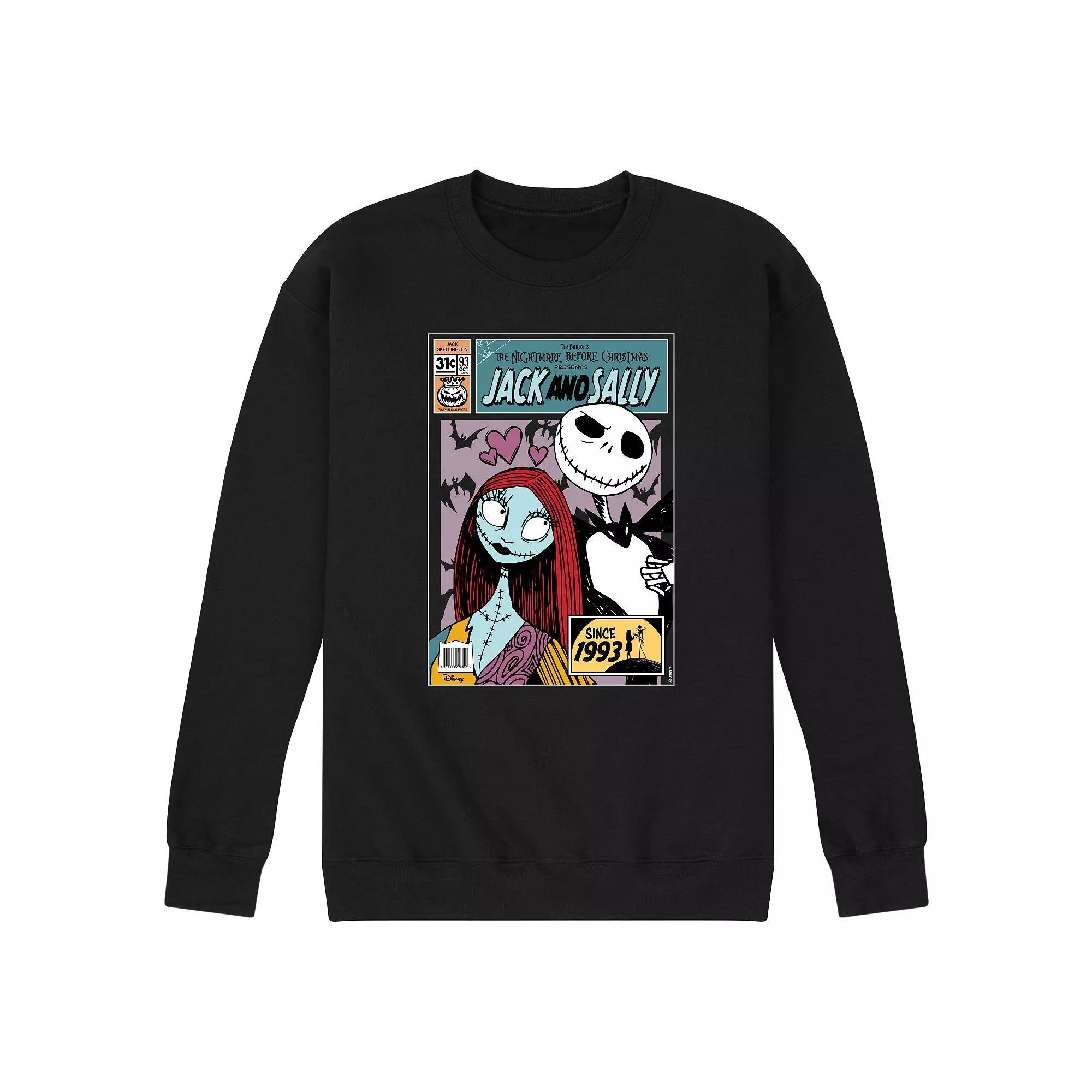 Disneys The Nightmare Before Christmas Jack Skellington & Sally Fleece Sweatshirt, Mens Product Image