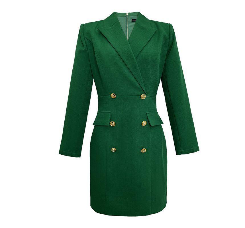Plain Double-Breasted Mini Blazer Dress Product Image