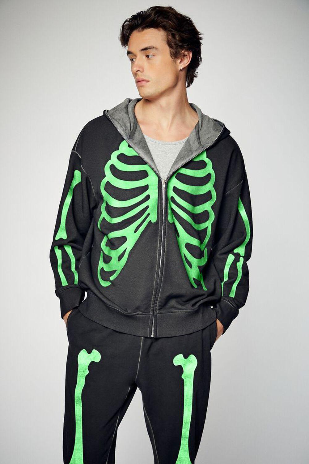 Glow-in-the-Dark Skeleton Zip-Up Hoodie | Forever 21 Product Image