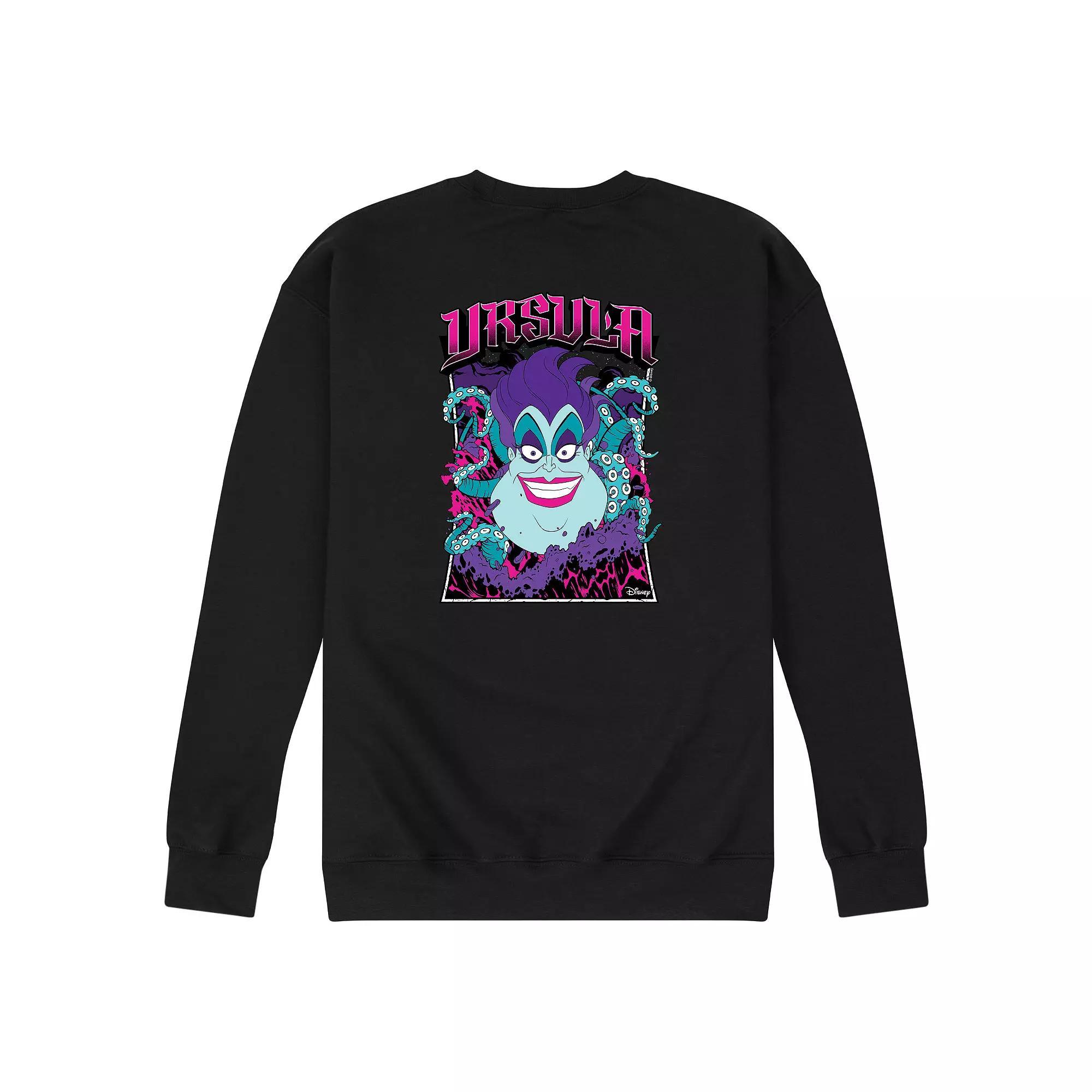 Disney Villains The Little Mermaid Ursula Mens Neon Poster Fleece Sweatshirt Grey Gray Product Image