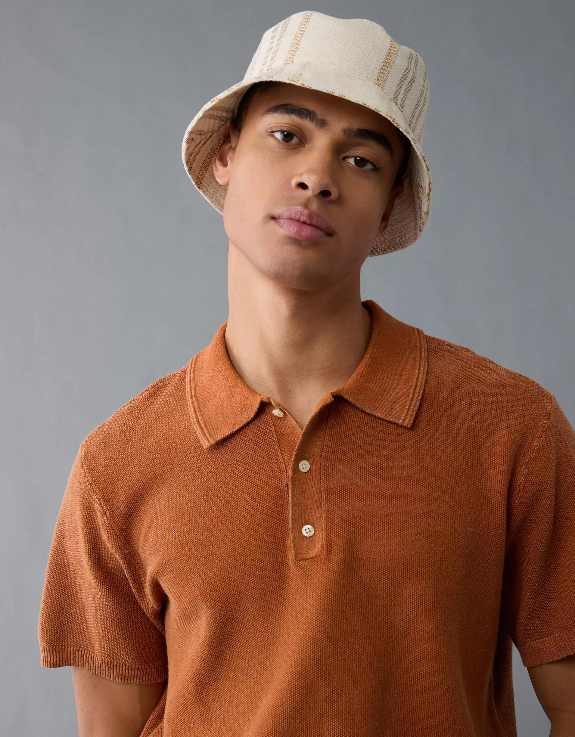AE Weekend Washed Sweater Polo Shirt Product Image