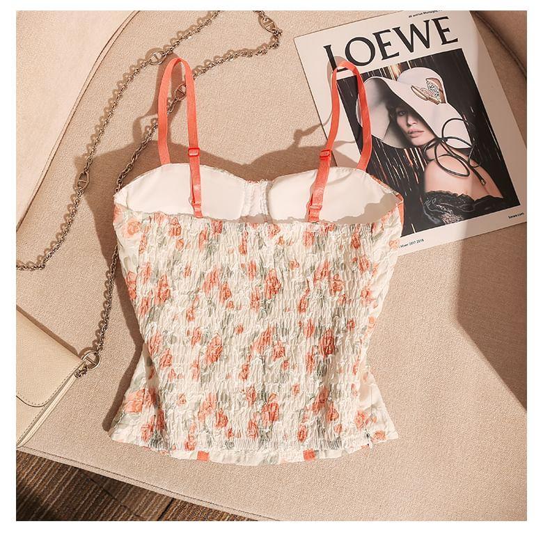 Floral Print Crop Bustier Top Product Image